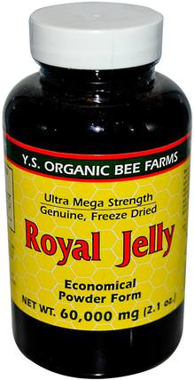 Royal Jelly, Economical Powder Form, 2.1 oz (60.000 mg) by Y.S. Eco Bee Farms, 補充劑，蜂產品，蜂王漿 HK 香港