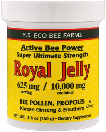Royal Jelly In Honey, 625 mg, 5.6 oz (160 g) by Y.S. Eco Bee Farms, 補充劑，蜂產品，蜂王漿，食品，甜味劑 HK 香港