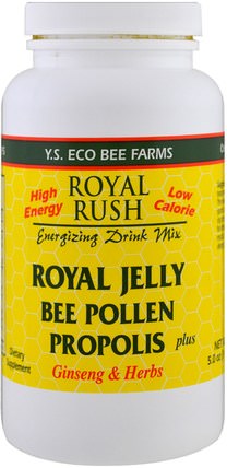 Royal Rush Energizing Drink Mix, Royal Jelly, Bee Pollen, Propolis Plus Ginseng & Herbs, 5.0 oz (143 g) by Y.S. Eco Bee Farms, 補充劑，蜂產品 HK 香港
