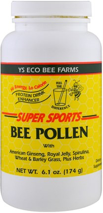 Super Sports, Bee Pollen, Protein Drink Enhancer, 6.1 oz (174 g) by Y.S. Eco Bee Farms, 補充劑，蜂產品，蜂花粉 HK 香港
