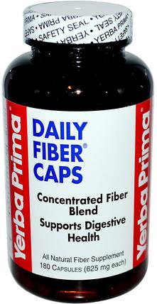 Daily Fiber Caps, 625 mg, 180 Capsules by Yerba Prima, 補充劑，纖維 HK 香港