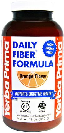 Daily Fiber Formula, Orange Flavor, 12 oz (340 g) by Yerba Prima, 補充劑，纖維 HK 香港