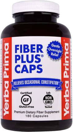 Fiber Plus Caps, 180 Capsules by Yerba Prima, 補充劑，纖維 HK 香港