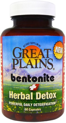 Great Plains Bentonite + Herbal Detox, 60 Capsules by Yerba Prima, 健康，排毒 HK 香港