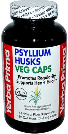 Psyllium Husks Veg Caps, 625 mg, 180 Capsules by Yerba Prima, 補充劑，洋車前子殼，洋車前子殼膠囊 HK 香港