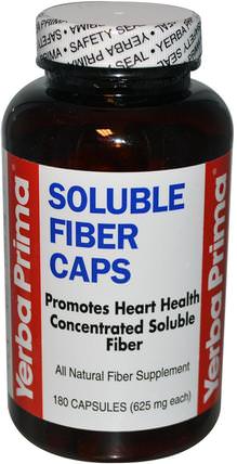Soluble Fiber Caps, 625 mg, 180 Capsules by Yerba Prima, 補充劑，纖維 HK 香港
