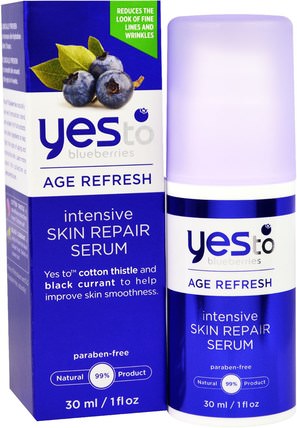 Age Refresh, Intensive Skin Repair Serum, Blueberries, 1 fl oz (30 ml) by Yes to, 健康，皮膚血清 HK 香港