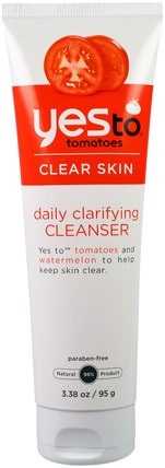Clear Skin, Daily Clarifying Cleanser, Tomatoes, 3.38 fl oz (95 g) by Yes to, 美容，面部護理，洗面奶 HK 香港