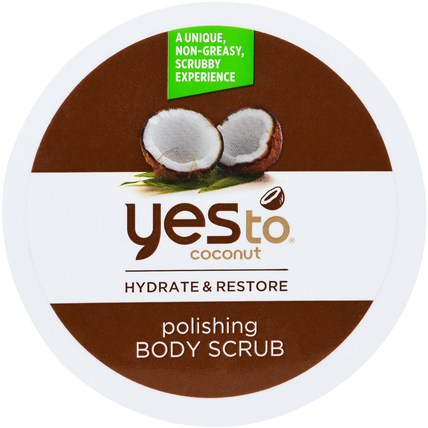 Hydrate & Restore, Polishing Body Scrub, Coconut, 10 oz (280 g) by Yes to, 洗澡，美容，身體磨砂 HK 香港