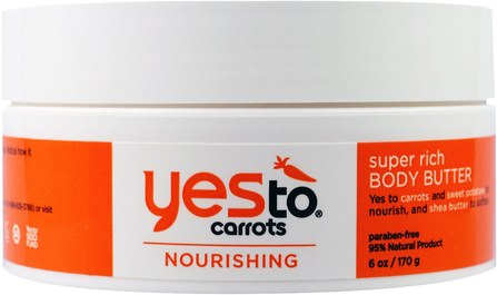 Nourishing, Super Rich Body Butter, Carrots, 6 oz (170 g) by Yes to, 健康，皮膚，身體黃油 HK 香港