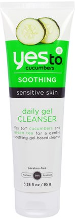 Soothing, Sensitive Skin Daily Gel Cleanser, Cucumbers, 3.38 fl oz (95 g) by Yes to, 美容，面部護理，洗面奶 HK 香港