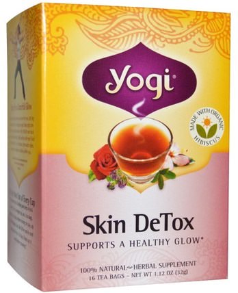 Soothing Rose Hibiscus Skin DeTox Tea, 16 Tea Bags, 1.12 oz (32 g) by Yogi Tea, 食物，涼茶，皮膚 HK 香港