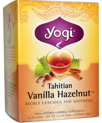 Tahitian Vanilla Hazelnut, Caffeine Free, 16 Tea Bags, 1.27 oz (36 g) by Yogi Tea, 健康 HK 香港