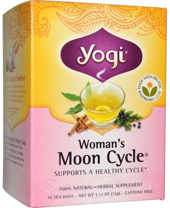 Womans Moon Cycle, Caffeine Free, 16 Tea Bags, 1.12 oz (32 g) by Yogi Tea, 健康，經前綜合症，經前期 HK 香港