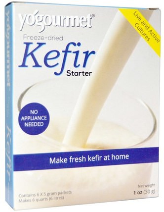 Kefir Starter, Freeze-Dried, 6 Packets, 5 g Each by Yogourmet, 補充劑，克菲爾 HK 香港