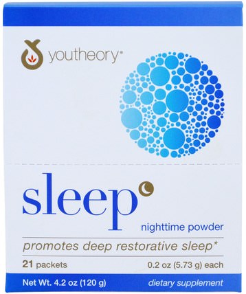 Sleep, Nighttime Powder, 21 Packets, 0.2 oz (5.73 g) Each by Youtheory, 補充，睡覺 HK 香港