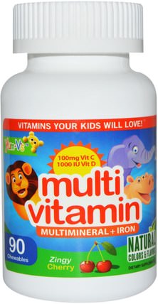 Multi Vitamin, Multimineral + Iron, Zing Cherry, 90 Chewables by Yum-Vs, 維生素，多種維生素，兒童多種維生素 HK 香港