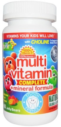 Multivitamin Complete + Mineral Formula, Fruit Flavors, 60 Jelly Bears by Yum-Vs, 維生素，多種維生素，多種維生素gummies，兒童健康，兒童gummies HK 香港