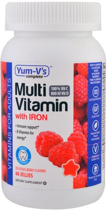Multivitamin with Iron, Delicious Berry Flavors, 60 Jellies by Yum-Vs, 維生素，多種維生素，多種維生素 HK 香港