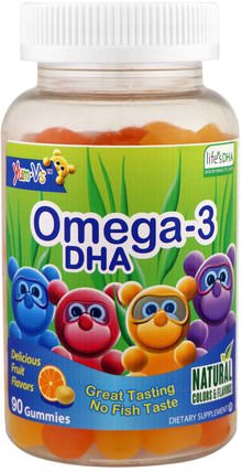 Omega-3 DHA, Mixed Fruit, 90 Gummies by Yum-Vs, 補充劑，efa omega 3 6 9（epa dha），omega 369 gummies HK 香港