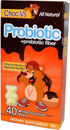 Probiotic + Prebiotic Fiber, White Chocolate, 40 Bears by Yum-Vs, 補充劑，益生菌，兒童益生菌，穩定的益生菌 HK 香港
