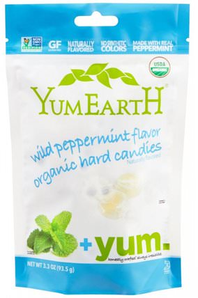 Organic Hard Candies, Wild Peppermint, 3.3 oz (93.5 g) by YumEarth, 洗澡，美容，口腔牙齒護理，牙齦薄荷糖，有機滴 HK 香港