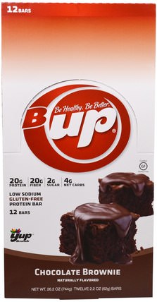 B Up Protein Bar, Chocolate Brownie, 12 Bars, 2.2 oz (62 g) Each by YUP, 運動，蛋白質棒 HK 香港