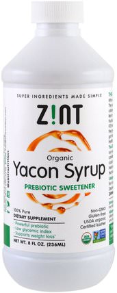 Organic Yacon Syrup, Prebiotic Sweetener, 8 fl oz (236 ml) by Z!NT, 食物，甜味劑，補品 HK 香港