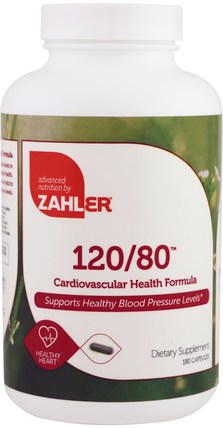 120/80, Cardiovascular Health Formula, 180 Capsules by Zahler, 補充劑，抗氧化劑 HK 香港