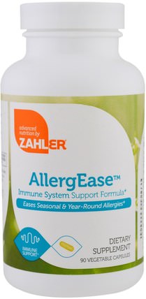 AllergEase, Immune System Support Formula, 90 Vegetable Capsules by Zahler, 補品，健康，過敏 HK 香港