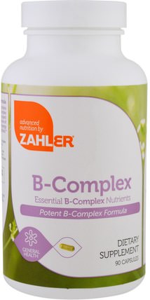 B-Complex, Essential B-Complex Nutrients, 90 Capsules by Zahler, 維生素，維生素B複合物，健康，抗壓力 HK 香港