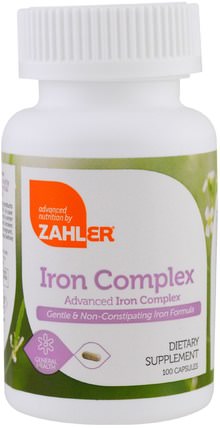 Iron Complex, Advanced Iron Complex, 100 Capsules by Zahler, 補品，礦物質，鐵 HK 香港