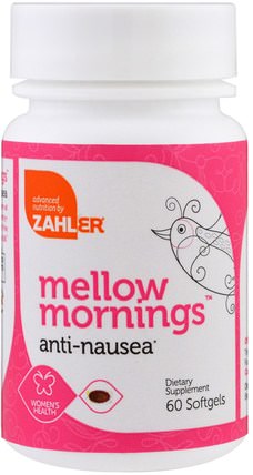 Mellow Mornings, Anti-Nausea, 60 Softgels by Zahler, 草藥，姜根 HK 香港