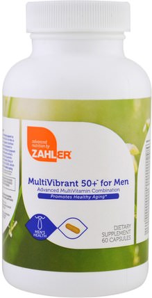 Multivibrant 50+ for Men, Advanced Multivitamin Combination, 60 Capsules by Zahler, 維生素，男性多種維生素 HK 香港
