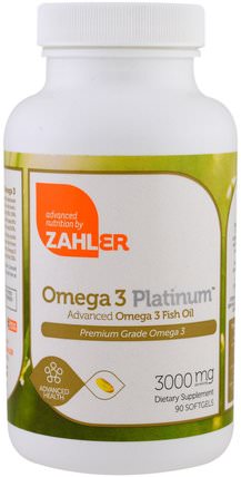 Omega 3 Platinum, Advanced Omega 3 Fish Oil, 3000 mg, 90 Softgels by Zahler, 補充劑，efa omega 3 6 9（epa dha），魚油 HK 香港