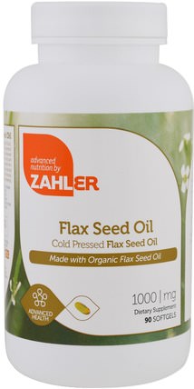 Organic Flax Seed Oil, 1.000 mg, 90 Softgels by Zahler, 補充劑，efa omega 3 6 9（epa dha），亞麻油 HK 香港