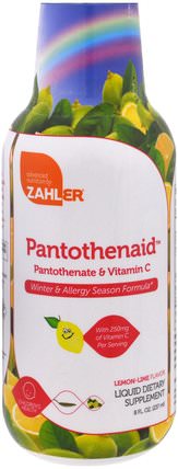 Pantothenaid, Pantothenate & Vitamin C, Lemon-Lime, 8 fl oz (237 ml) by Zahler, 兒童健康，感冒流感和病毒 HK 香港