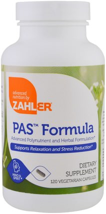 PAS Formula, Advanced Polynutrient and Herbal Formulation, 120 Vegetarian Capsules by Zahler, 健康，抗應激，維生素 HK 香港