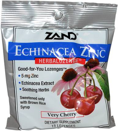 Echinacea Zinc, Herbalozenge, Very Cherry, 15 Lozenges by Zand, 補品，礦物質，鋅含片，健康，感冒和流感 HK 香港