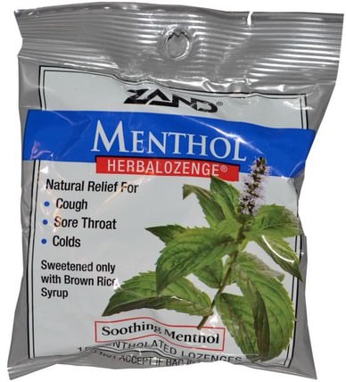 Menthol, Herbalozenge, Soothing Menthol, 15 Mentholated Lozenges by Zand, 健康，感冒流感和病毒，感冒和流感，咳嗽滴 HK 香港