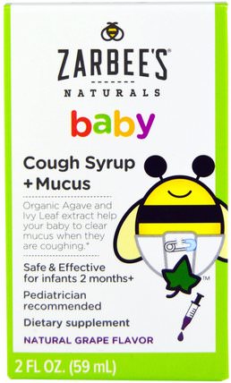 Baby, Cough Syrup + Mucus, Natural Grape Flavor, 2 fl oz (59 ml) by Zarbees, 兒童健康，嬰兒，嬰兒補品，感冒感冒咳嗽 HK 香港
