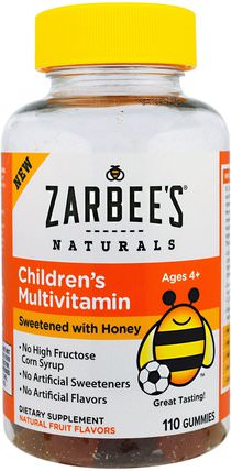 Childrens Multivitamin, Sweetened with Honey, 110 Gummies by Zarbees, 兒童健康，兒童gummies，多種維生素 HK 香港