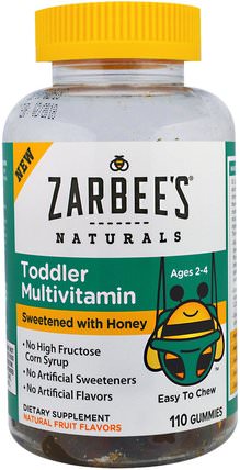 Toddler Multivitamin, Sweetened with Honey, 110 Gummies by Zarbees, 兒童健康，兒童gummies，多種維生素，兒童多種維生素 HK 香港