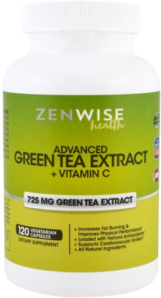 Advanced Green Tea Extract Plus Vitamin C, 120 Veggie Caps by Zenwise Health, 補充劑，抗氧化劑，綠茶，草藥，egcg HK 香港