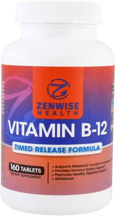 Vitamin B12, Timed Release Formula, 160 Tablets by Zenwise Health, 維生素，維生素b HK 香港