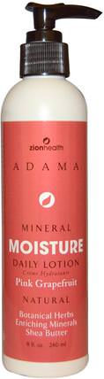Adama Mineral, Moisture Daily Lotion, Pink Grapefruit, 8 oz (240 ml) by Zion Health, 洗澡，美容，潤膚露 HK 香港
