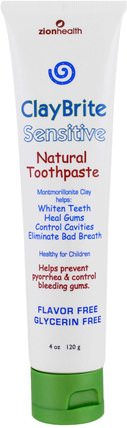 ClayBrite, Sensitive Natural Toothpaste, 4 oz (120 g) by Zion Health, 兒童健康，嬰兒口腔護理，口腔牙科護理 HK 香港