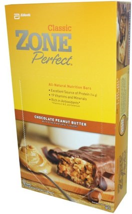 Classic, All-Natural Nutrition Bars, Chocolate Peanut Butter, 12 Bars, 1.76 oz (50 g) Each by ZonePerfect, 補充劑，營養棒 HK 香港