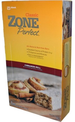 Classic, All-Natural Nutrition Bars, Cinnamon Roll, 12 Bars, 1.76 oz (50 g) Each by ZonePerfect, 運動，蛋白質棒，營養棒 HK 香港