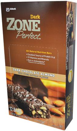 Dark, All-Natural Nutrition Bars, Dark Chocolate Almond, 12 Bars, 1.58 oz (45 g) Each by ZonePerfect, 補充劑，營養棒 HK 香港